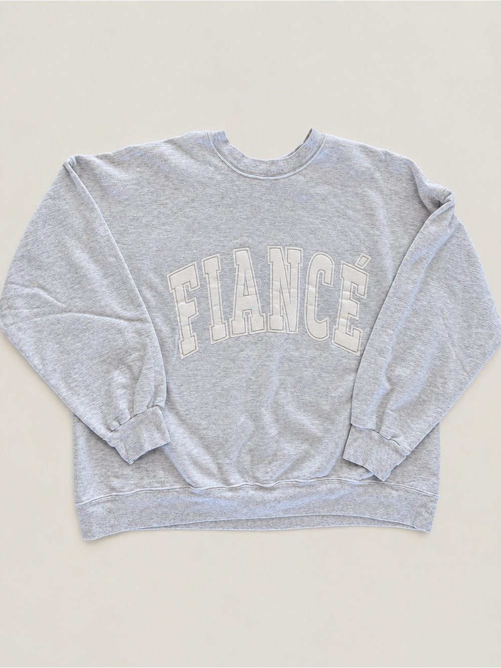The Bar Fiancé Varsity Sweatshirt Grey White Oversized 2X